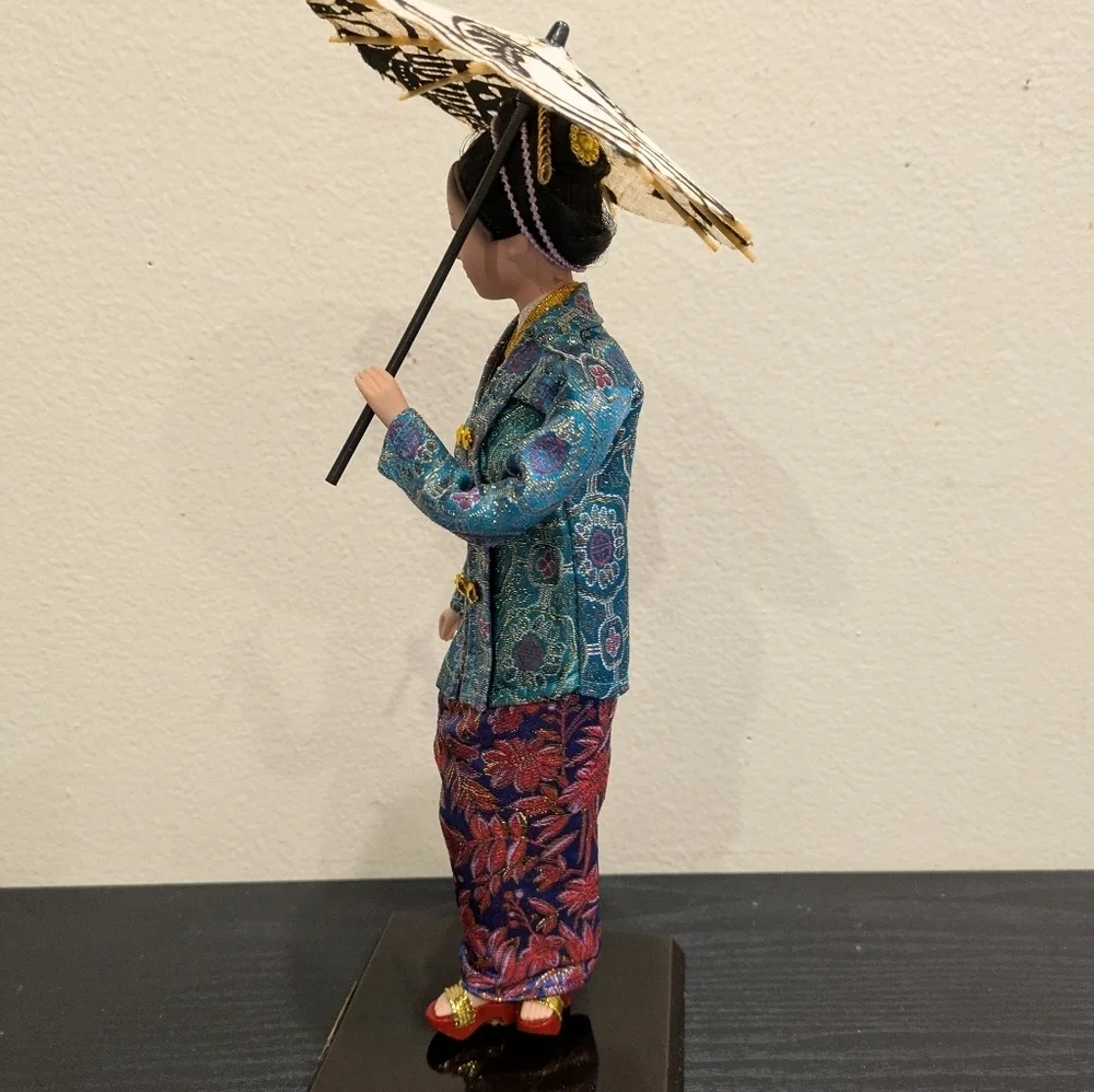 Elegant Asian-Inspired Figurine with Parasol